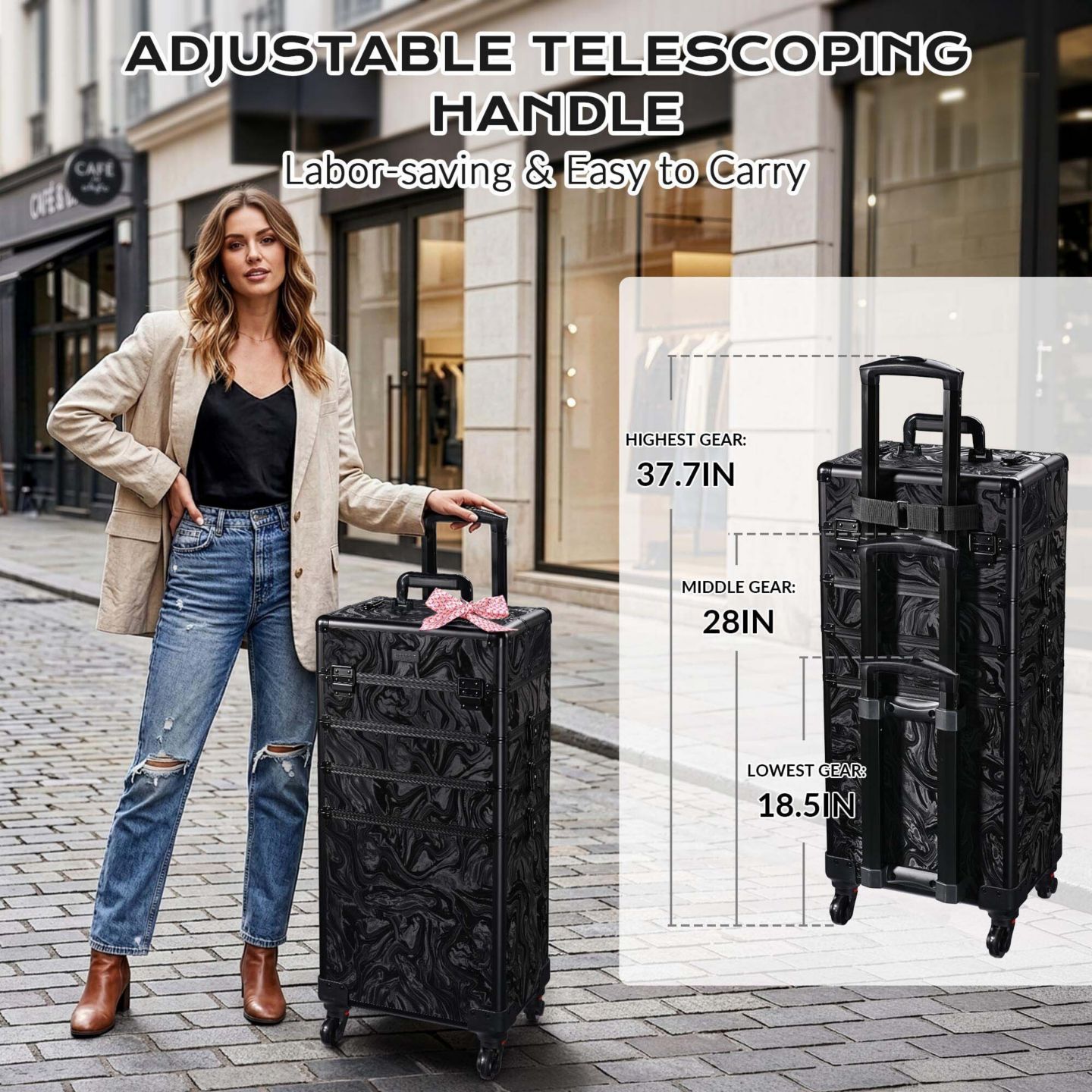 Сумка Byootique Rolling Makeup Train Case 4in1 Cosmetic Case, цвет: Чёрный — фото 7