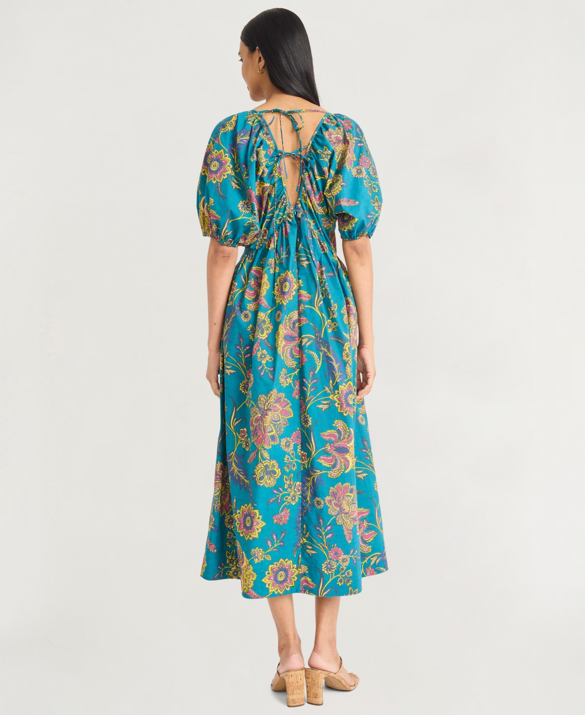 The Good Journey Puff Sleeve Maxi Dress In Blue
