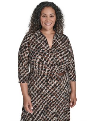Plus Size Faux Wrap Midi Dress