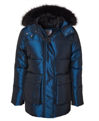 Big Girls' Iridescent Hooded Puffer Jacket