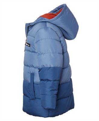 Toddler and Little Boys' Color Blocked Ripstop Puffer Jacket with Beanie