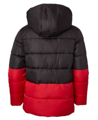 Toddler and Little Boys' Color Blocked Ripstop Puffer Jacket with Beanie