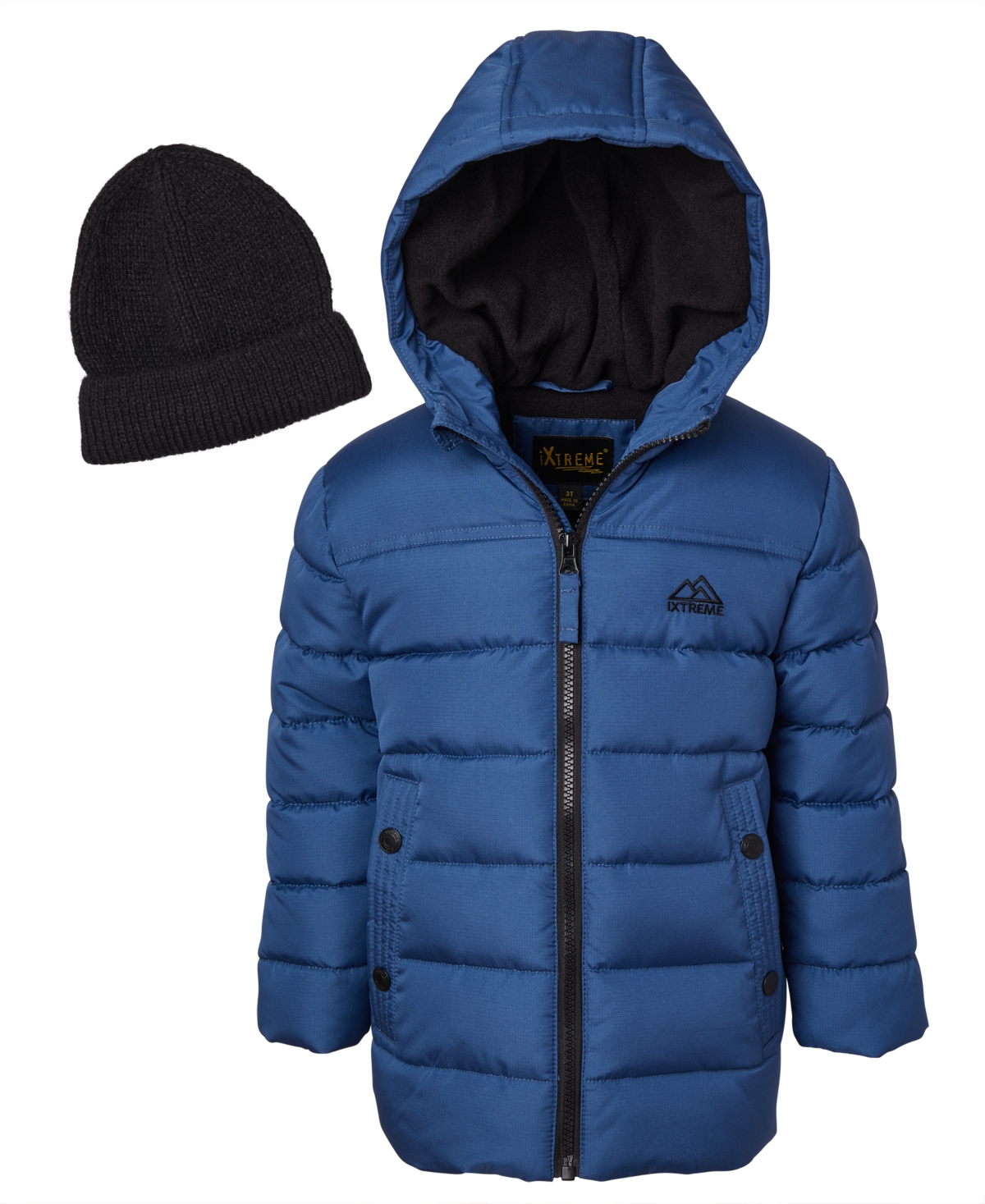 Ixtreme Big Boys Mini Puffer Jacket With Beanie In Blue