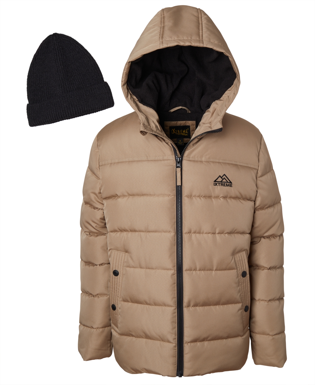 Ixtreme Toddler And Little Boys Mini Puffer Jacket With Beanie In Brown