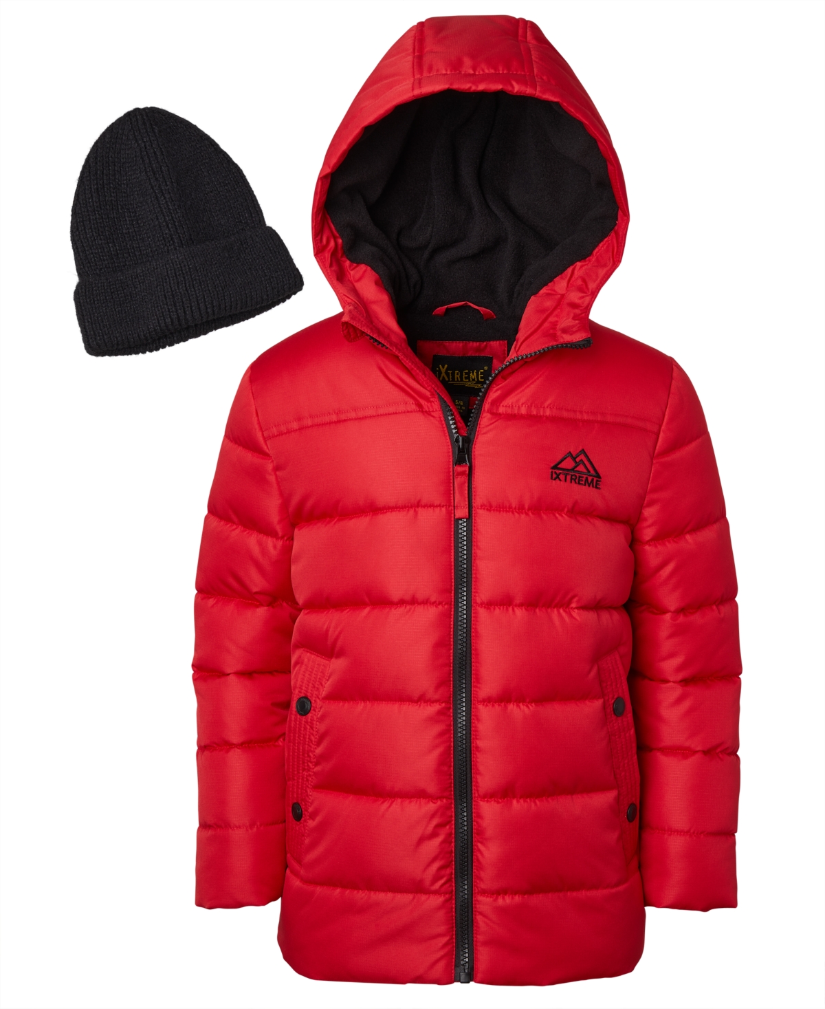 Ixtreme Big Boys Mini Puffer Jacket With Beanie In Red
