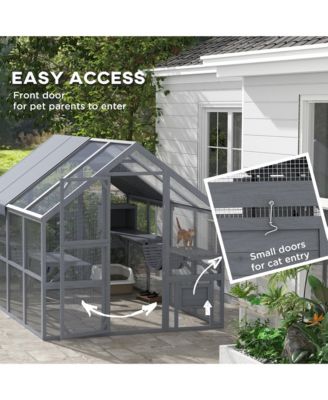 Large Catio Outdoor Cat Enclosure with Waterproof Cover,
