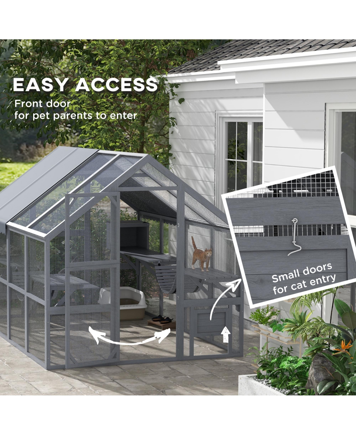 PawHut Large Catio Outdoor Cat Enclosure with Waterproof Cover