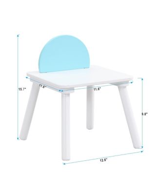 5-Piece White Wood Children's Panel Table with 4 Chairs, Suitable for kids