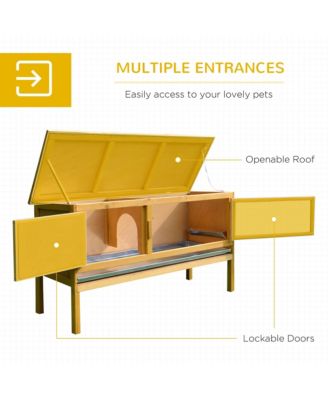 Wooden Rabbit Hutch Bunny Cage with Openable Waterproof Roof
