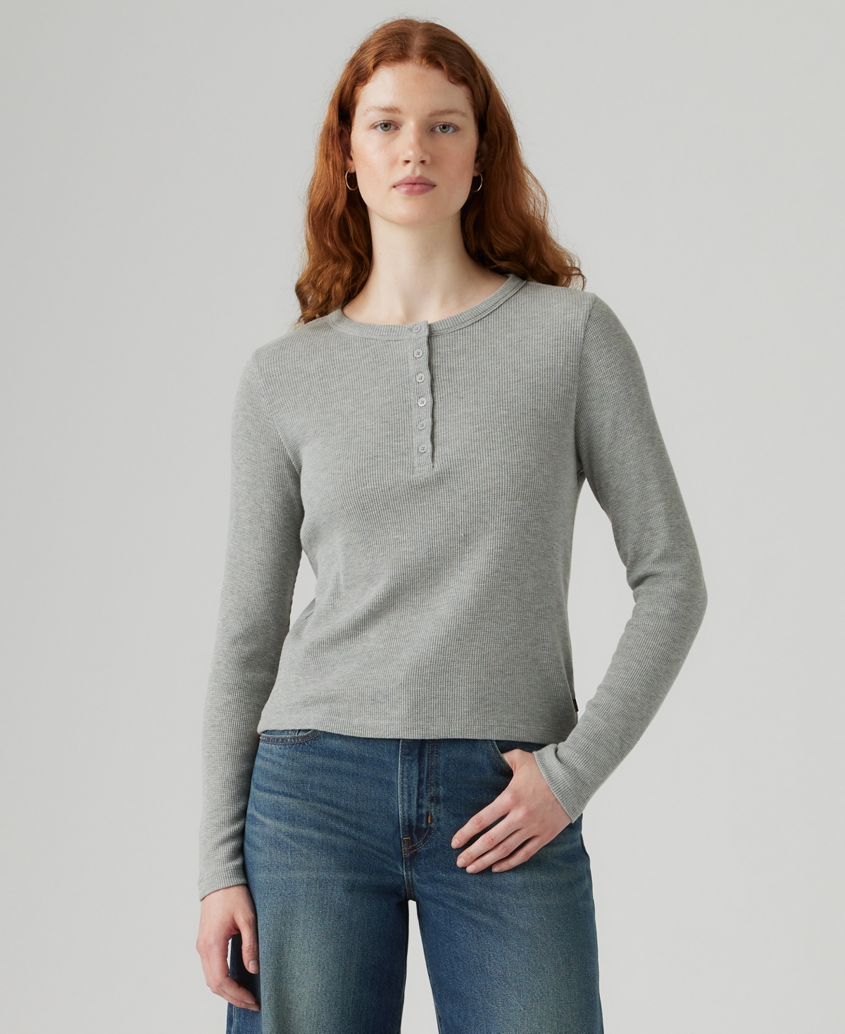 Levi's Women's Dana Henley Long Sleeve Top In Gray