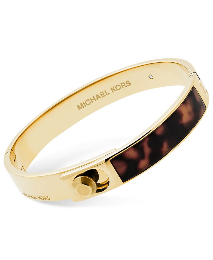 Michael Kors Imitation Tortoiseshell Hinged Bangle Bracelet - Macy's