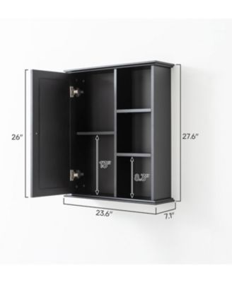 Over The Bathroom Cabinet - Wall Mounted Bathroom Storage with Shelves, Wooden Medicine Cabinet for Bathroom, Kitchen, Laundry Room (Black)