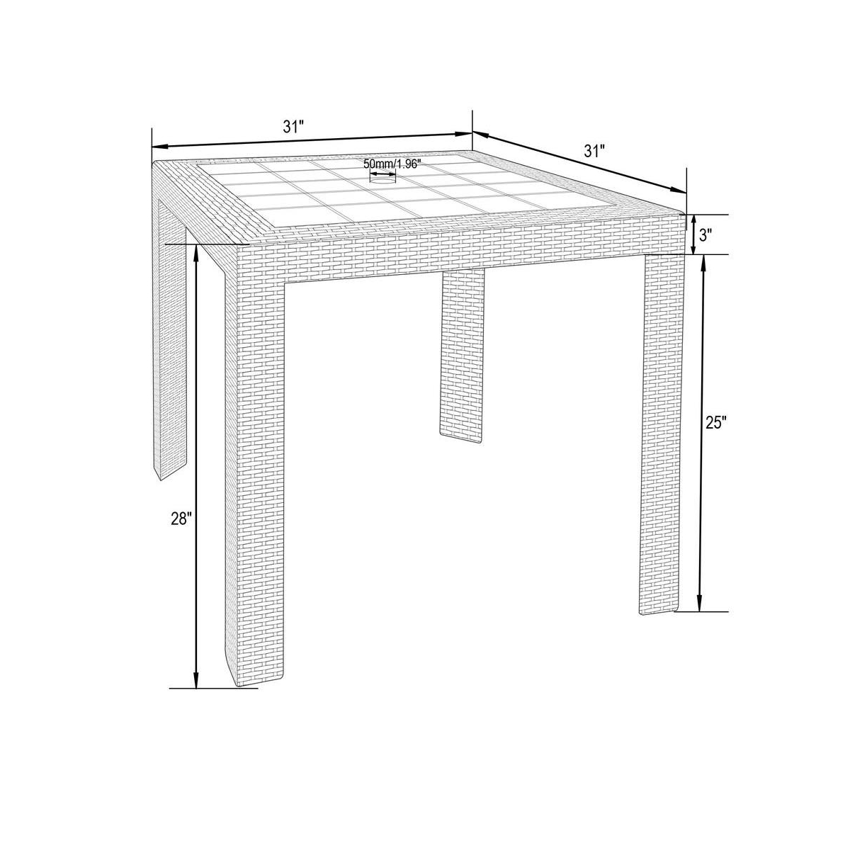 LeisureMod Mace Mid-Century 5-Piece Outdoor Dining Set