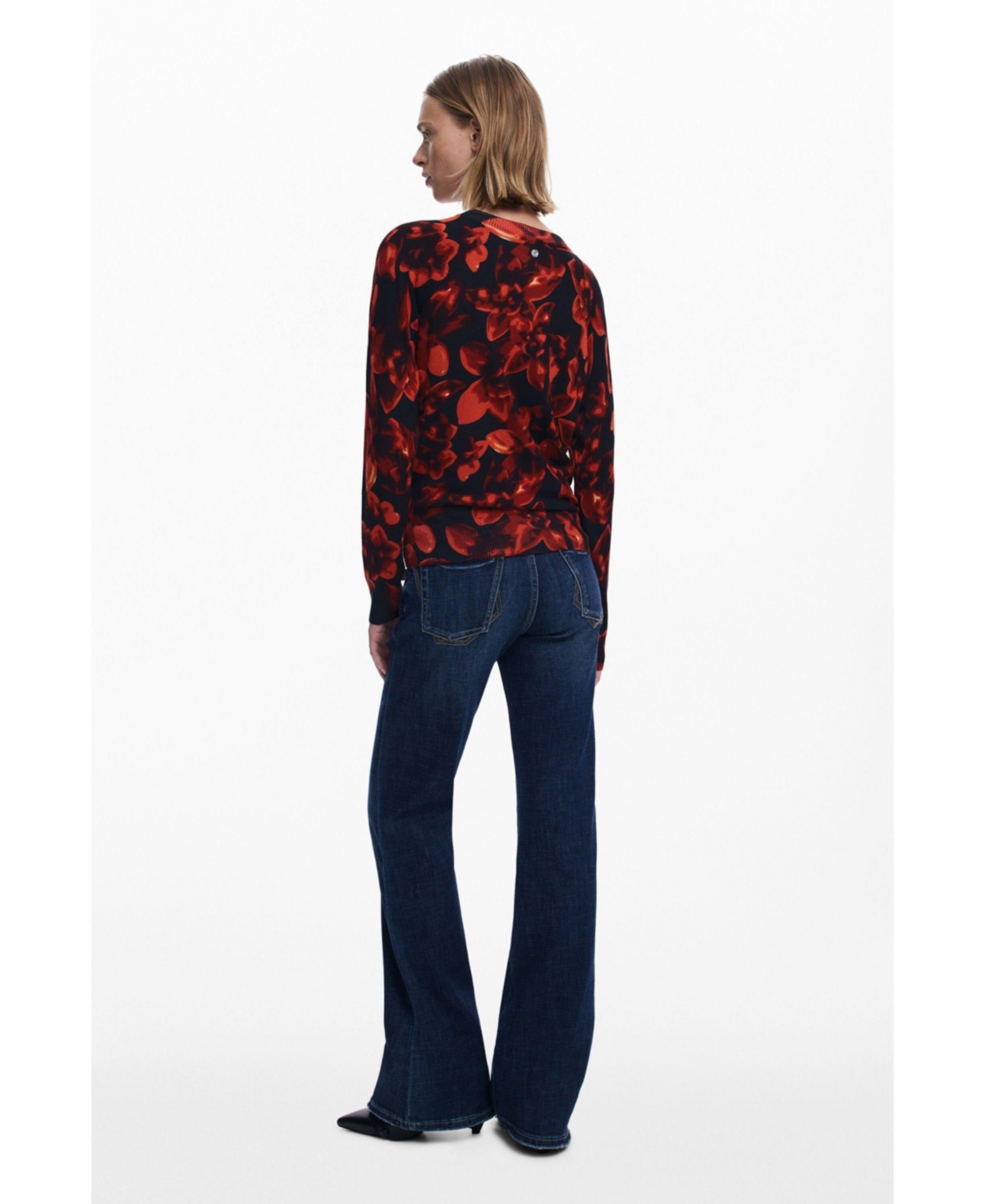 Desigual Floral Crewneck Sweater In Red