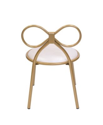 Set Of 1 Metal Kids Bow Chair With Gold Vinyl Seat Cushion
