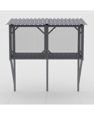 43.3 in. Outdoor Cat Enclosure with Bug Proof Net for Sunbathing, Napping and Viewing, Window Perch in Gray