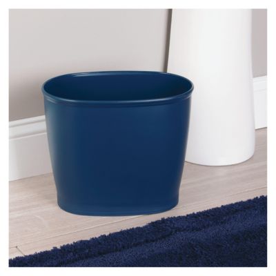 Oval 2.1 Gallon / 8 Liter Plastic Trash Can, 2-Pack, Navy, Made in USA