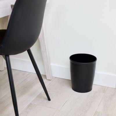 Round Plastic Bathroom Trash Cans - Set of 2 - Black - Made in USA