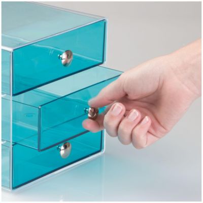 Stackable 3-Drawer Vanity Makeup Organizer - Aqua