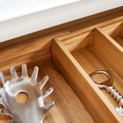 Expandable Acacia Wood Cutlery Drawer Organizer -Natural
