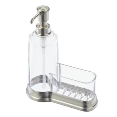 Plastic Kitchen Sink Caddy with Soap Dispenser - Clear/Brushed