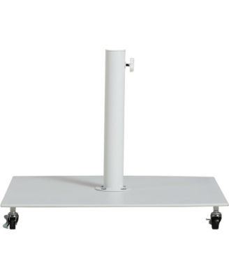 Fiji Black Fabric / Matte White Aluminum Patio Umbrella with Base Sets