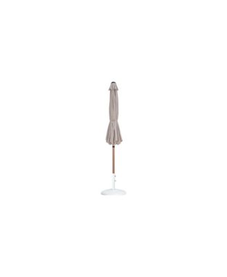 Fiji Beige Fabric / Matte White Aluminum Patio Umbrella with Base Sets