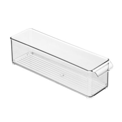 Stackable Fridge Storage Bin with Handle, Set of 6, Clear, Made in USA