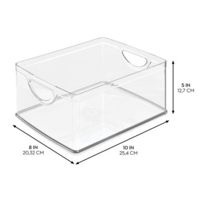 Stackable Pantry Storage Bin with Handles, Set of 2, Clear, Made in USA