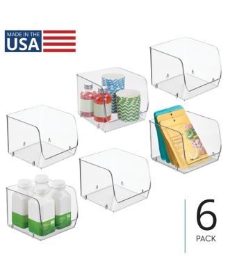 Stackable Open-Front Storage Bin, Set of 6