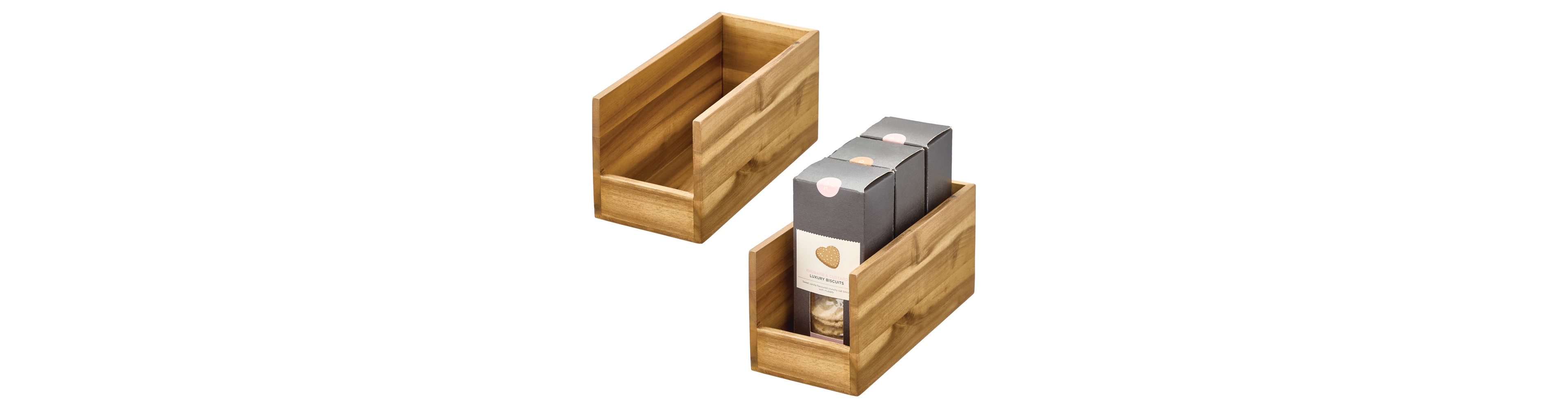iDesign Acacia Wood Open-Front Pantry Bin - Set of 2 - Natural