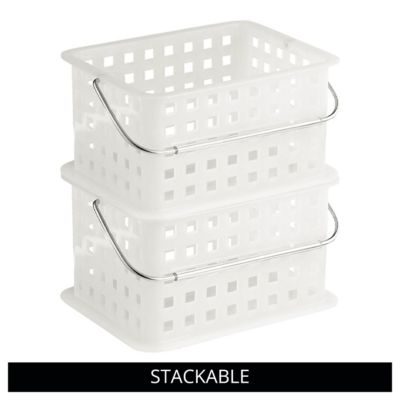 Medium StackableShower Caddy Basket, Set of 3, Frost, Made in USA