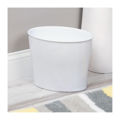 Small Oval Plastic Bathroom Trash Can - Set of 2 - White - Made in USA