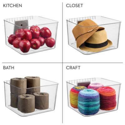 Medium Wall-Mounted Storage Bin and Bracket - Clear - Made in USA