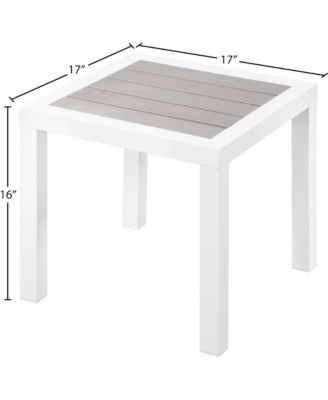 Nizuc Grey Wood Look Accent Paneling Outdoor Patio Aluminum End Table