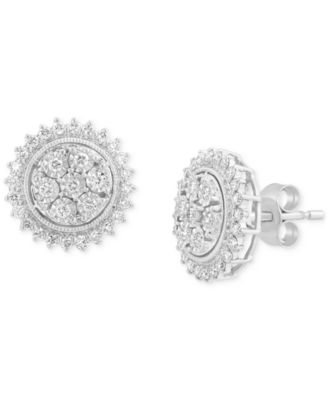EFFY&reg; Diamond Halo Cluster Stud Earrings (1/2 ct. t.w.) in 14k White Gold