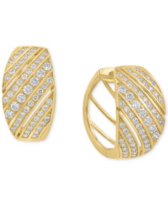 EFFY Diamond Multirow Huggie Earrings (7/8 ct. t.w.) in 14k Yellow Gold