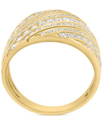 EFFY&reg; Diamond Diagonal Row Wide Width Statement Ring (1-1/20 ct. t.w.) in 14k Gold