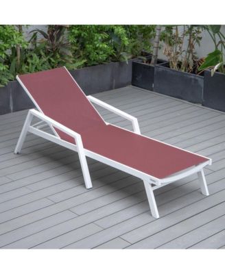 Marlin Patio Chaise Lounge Chair With Armrests in White Aluminum Frame