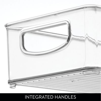 Plastic Stackable Pantry Bin with Handles, Set of 2, Clear, Made in USA