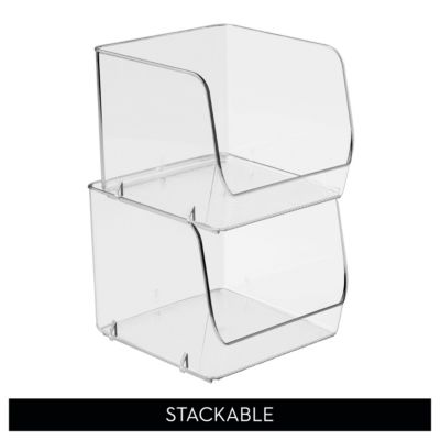 Set of 3 Stackable Open-Front Storage Bin