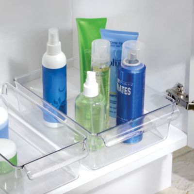 Fridge Storage Tray with Handle - Set of 2 - Clear