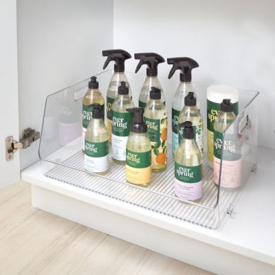 Stackable Open-Front Storage Bin with Handles - Clear - Made in USA