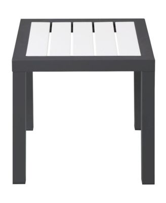 Nizuc White Wood Look Accent Paneling Outdoor Patio Aluminum End Table