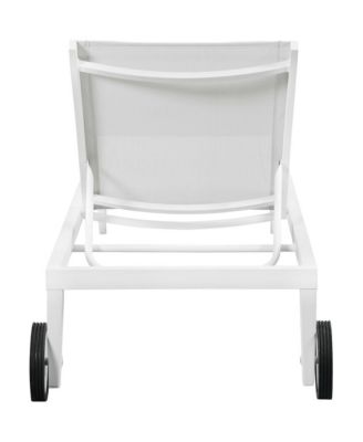 Nizuc White Mesh Water Resistant Fabric Outdoor Patio Chaise Lounge Chair