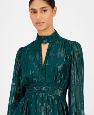 Petite Split Neck Long Sleeve Maxi Dress