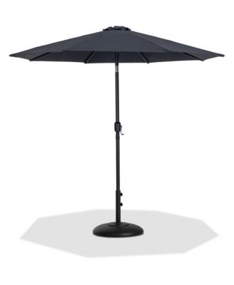 Fiji Black Fabric / Matte Black Aluminum Patio Umbrella with Base Sets