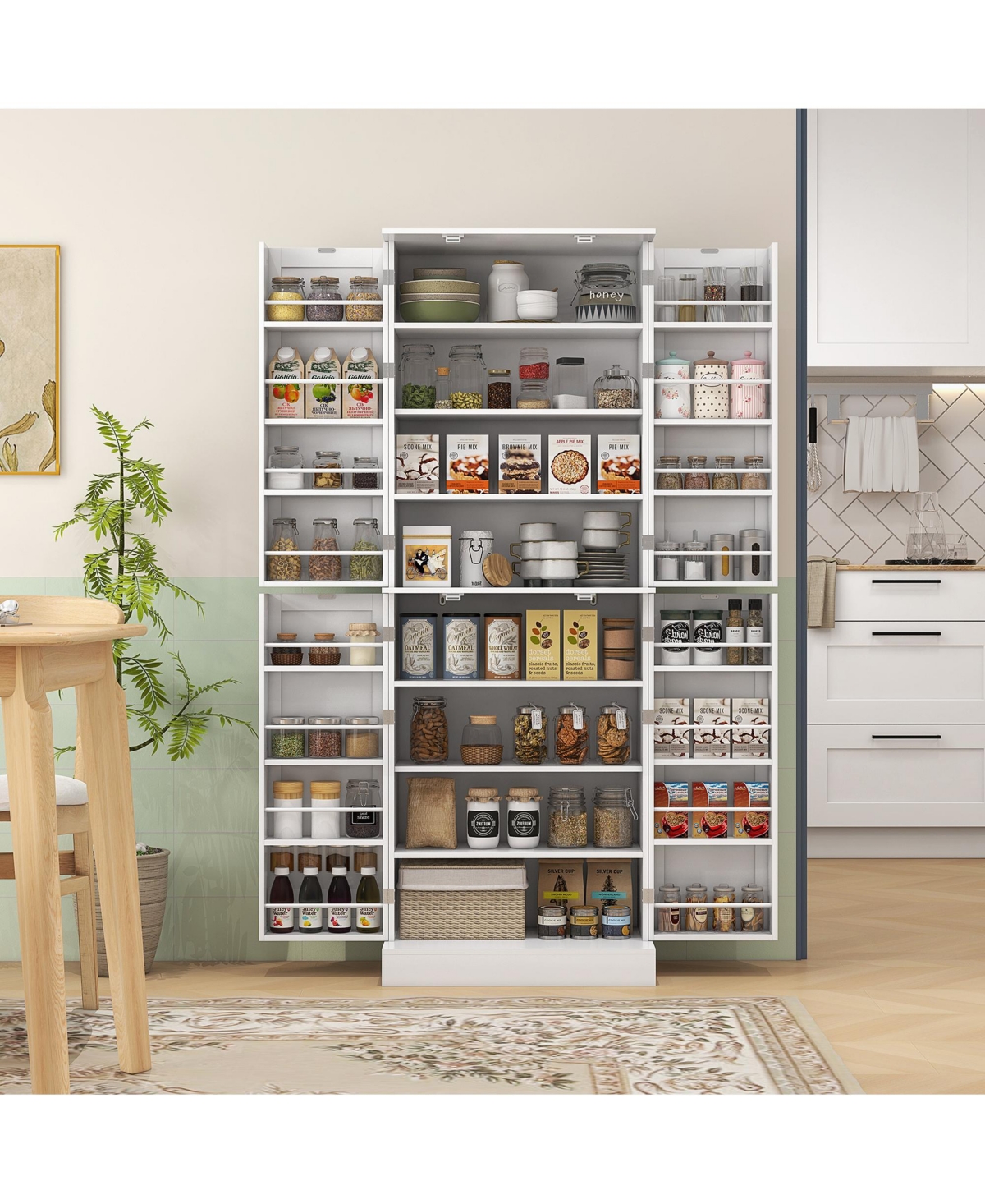 Homcom 65" Kitchen Pantry Cabinet with Adjustable Shelves Spick Racks