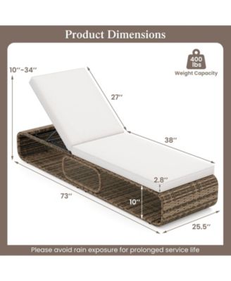 Outdoor Chaise Lounge Chair with Adjustable Backrest Cushion and Storage