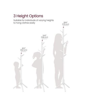 Freestanding Solid Wood Coat Rack with 8 Hanging Hooks, Modern Design